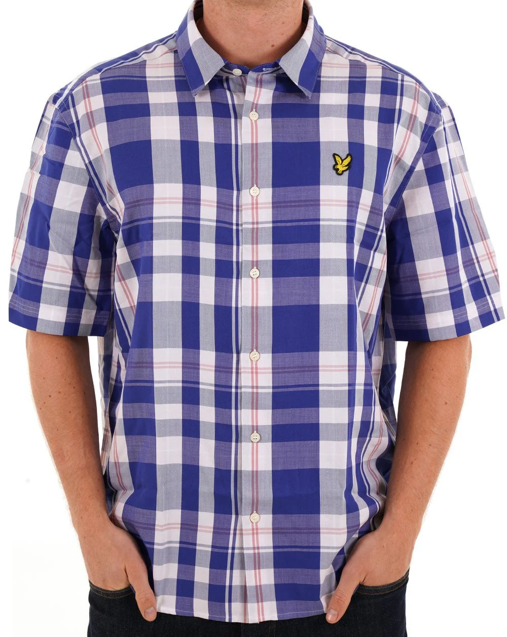 Lyle & Scott Oversized Tartan SS Shirt Blue - Image 3