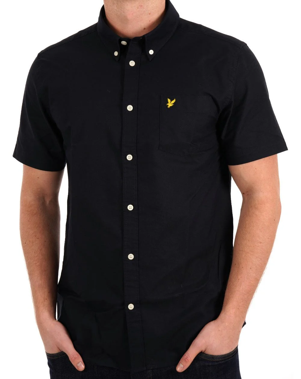 Lyle & Scott Oxford Short Sleeve Shirt Dark Navy - Image 3