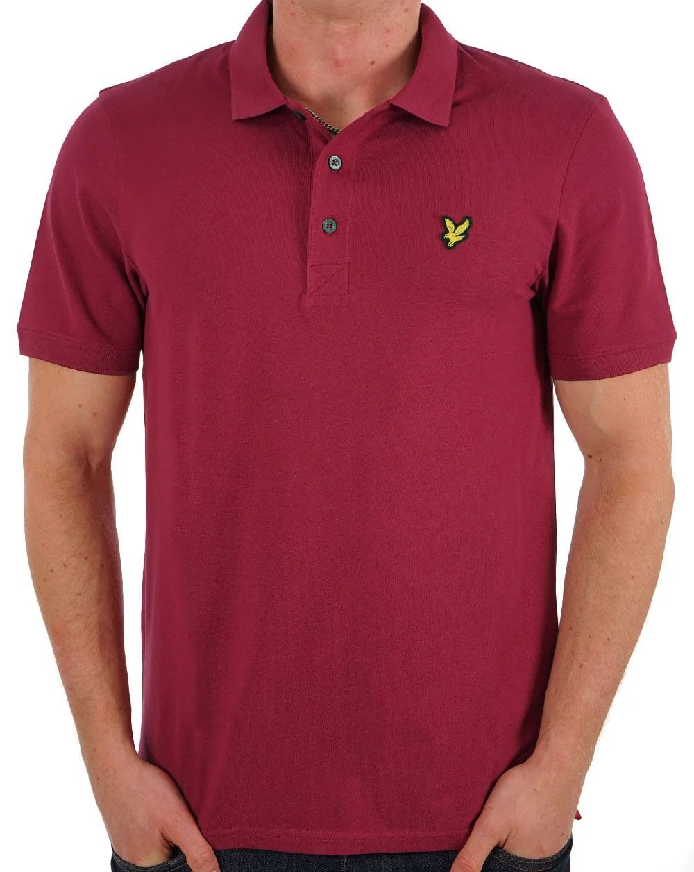 Lyle & Scott Plain Polo Shirt Rich Burgundy - Image 3