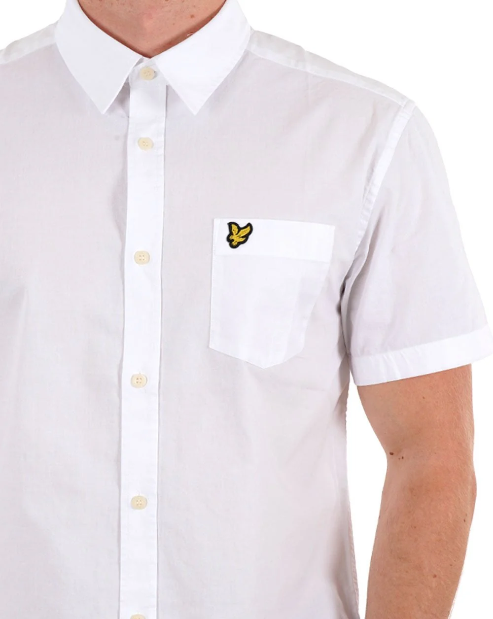 Lyle & Scott Plain Poplin Short Sleeve Shirt White - Image 2