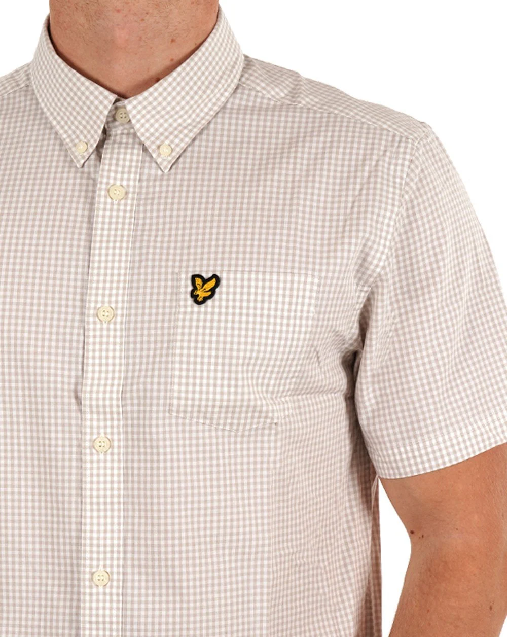Lyle & Scott Slim Fit Gingham SS Shirt Sand/White - Image 2