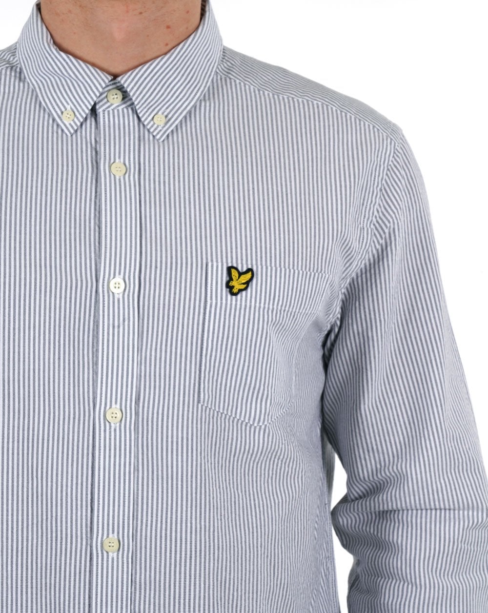 Lyle & Scott Stripe Oxford Shirt Gun Metal/White - Image 2
