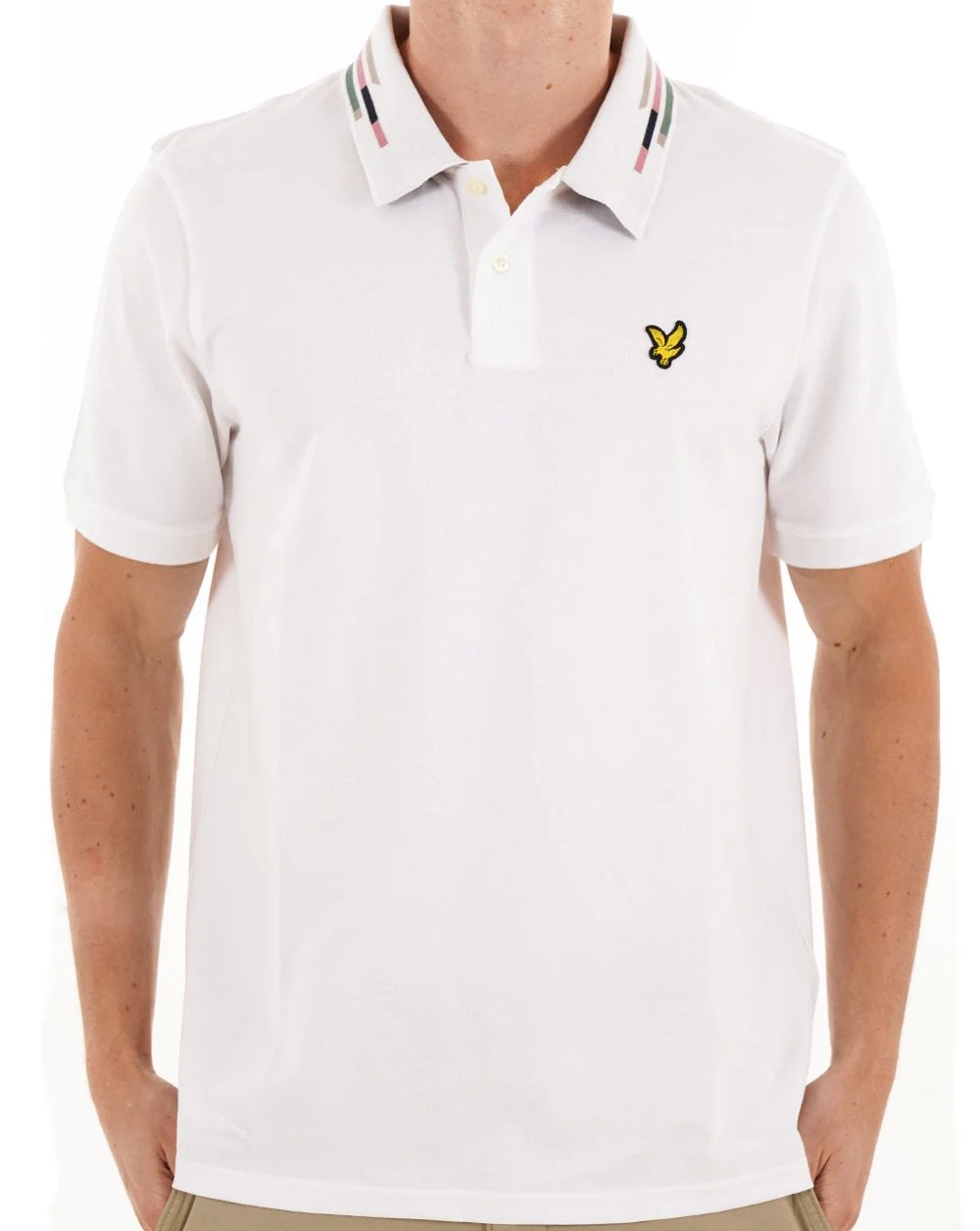 Lyle & Scott Striped Tipped Polo Shirt White - Image 3