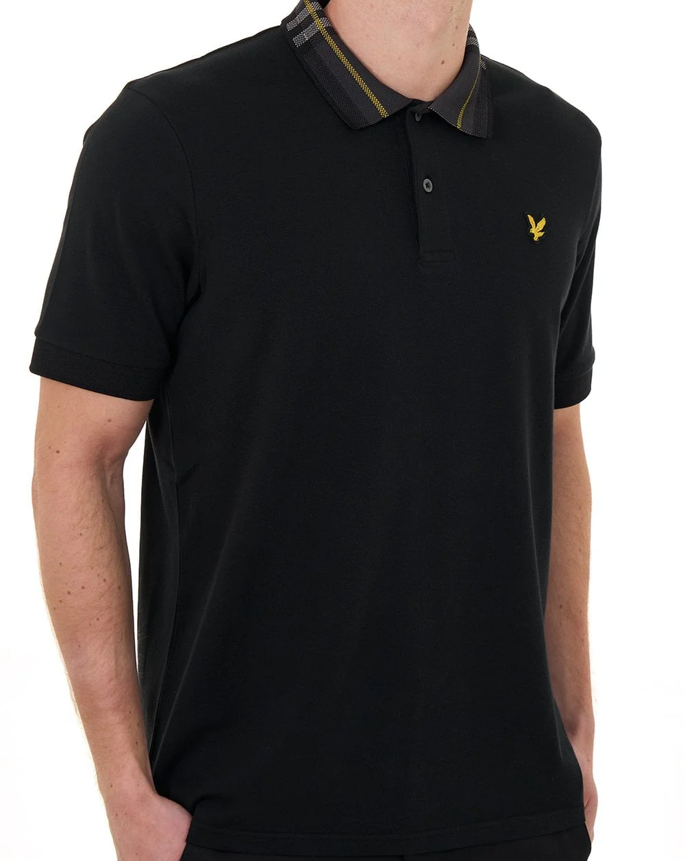 Lyle & Scott Tartan Collar Polo Shirt Jet Black - Image 3