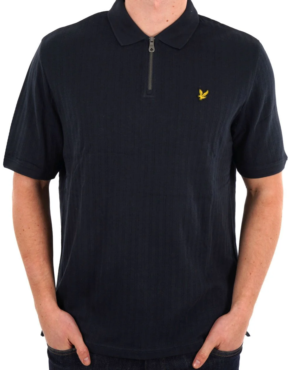 Lyle & Scott Textured Stripe Polo Dark Navy - Image 3