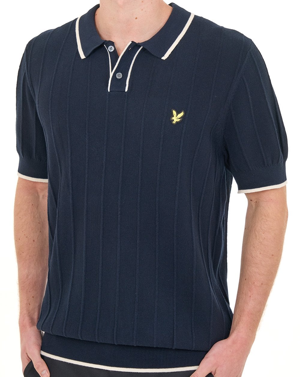 Lyle & Scott Tipped Pique Knitted Polo Dark Navy - Image 4