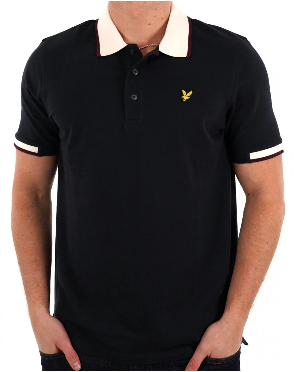 Lyle & Scott Tipped Polo Shirt Navy - Image 3