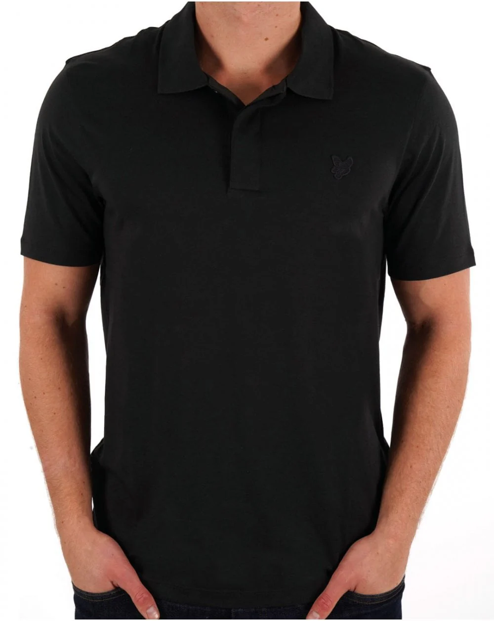 Lyle & Scott Tonal Eagle fine Cotton Polo Black - Image 3