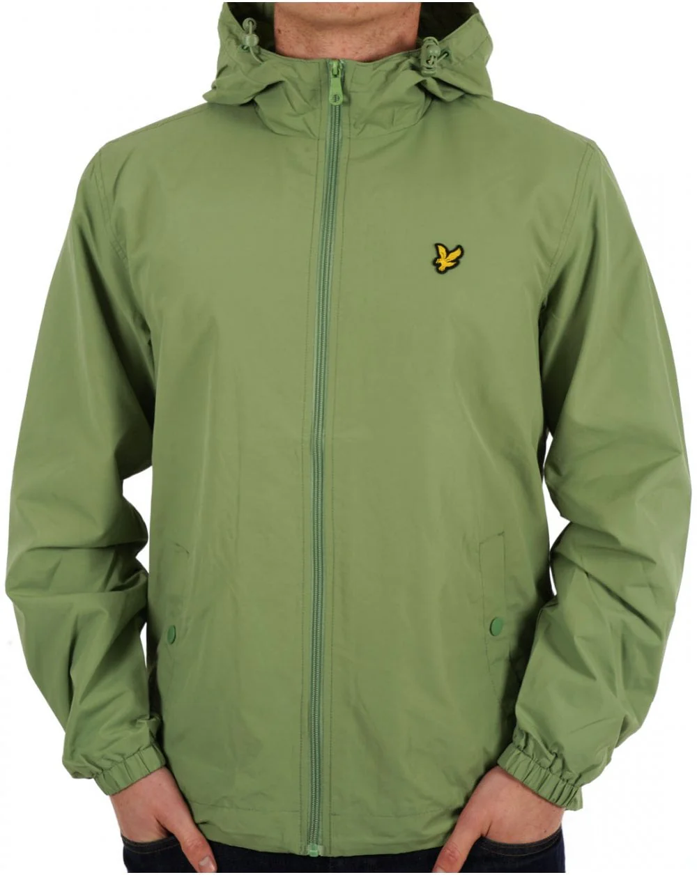 Lyle & Scott Zip Through Hooded Jacket Smoke Green