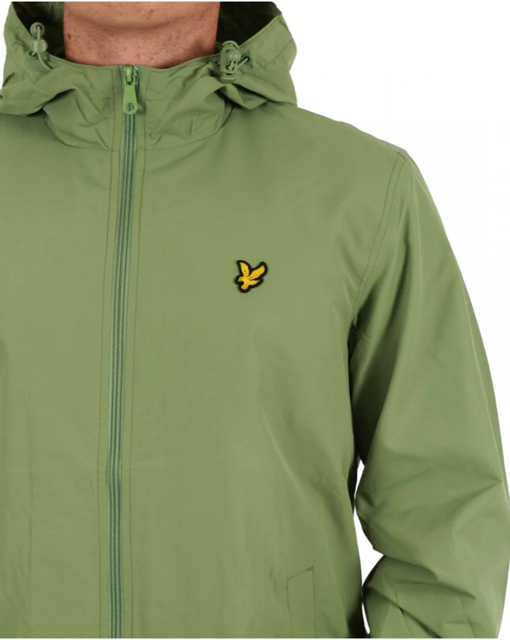 Lyle & Scott Zip Through Hooded Jacket Smoke Green - Image 2