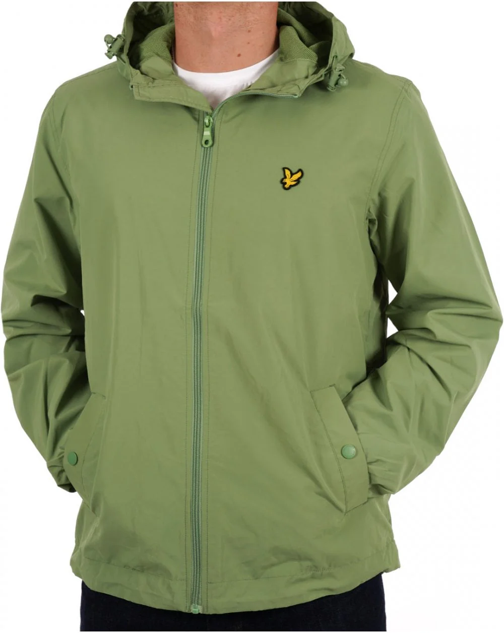 Lyle & Scott Zip Through Hooded Jacket Smoke Green - Image 3