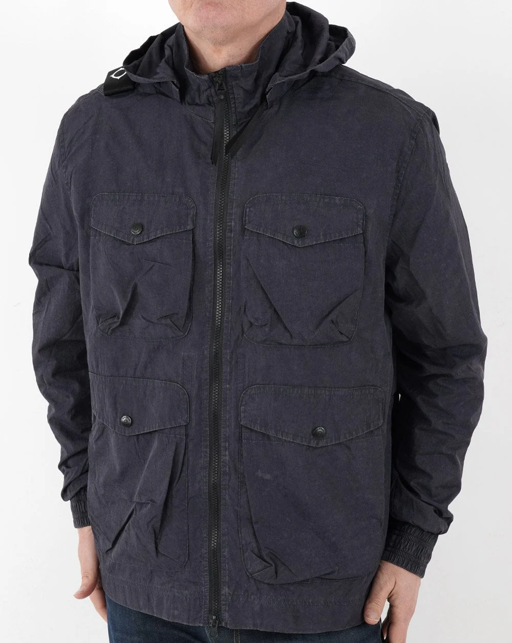 MA.STRUM Acid Wash Funnel Neck Runner Ink Navy - Image 2