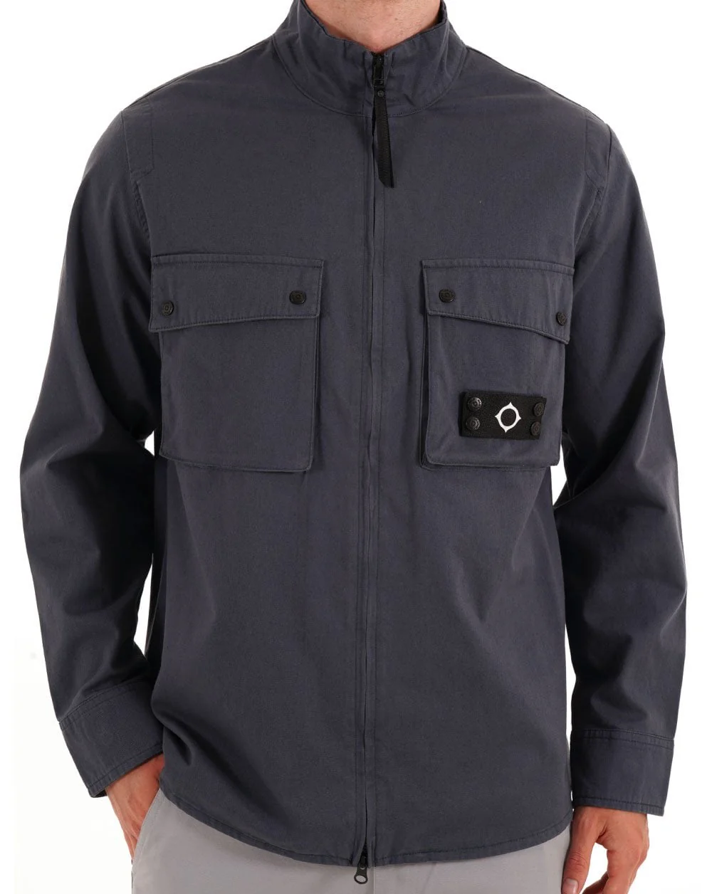 MA.STRUM Aerial Funnel Neck Overshirt Ink Navy