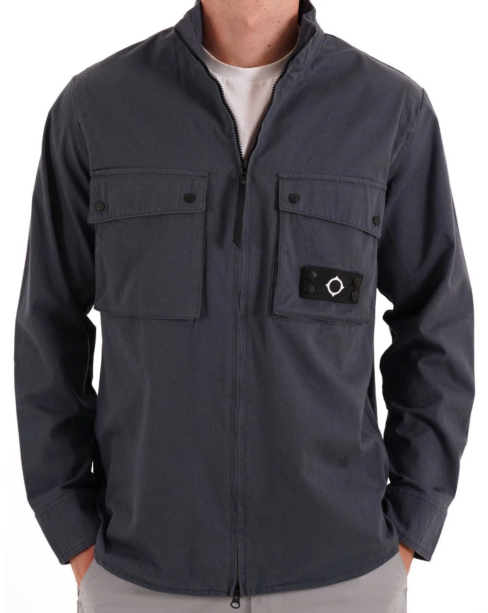 MA.STRUM Aerial Funnel Neck Overshirt Ink Navy - Image 2