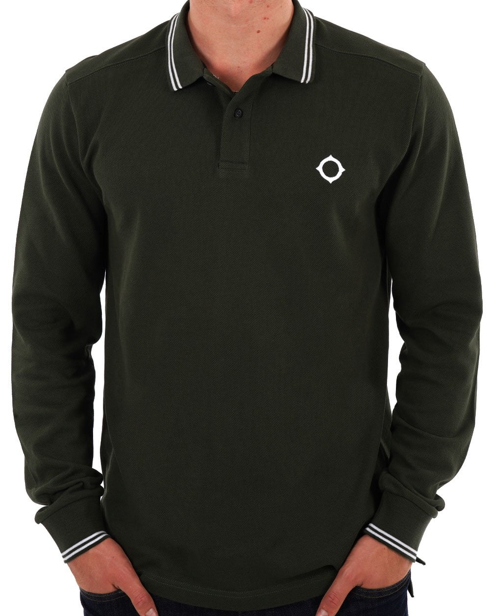 MA.STRUM Double Tipped LS Polo Dark Green - Image 3