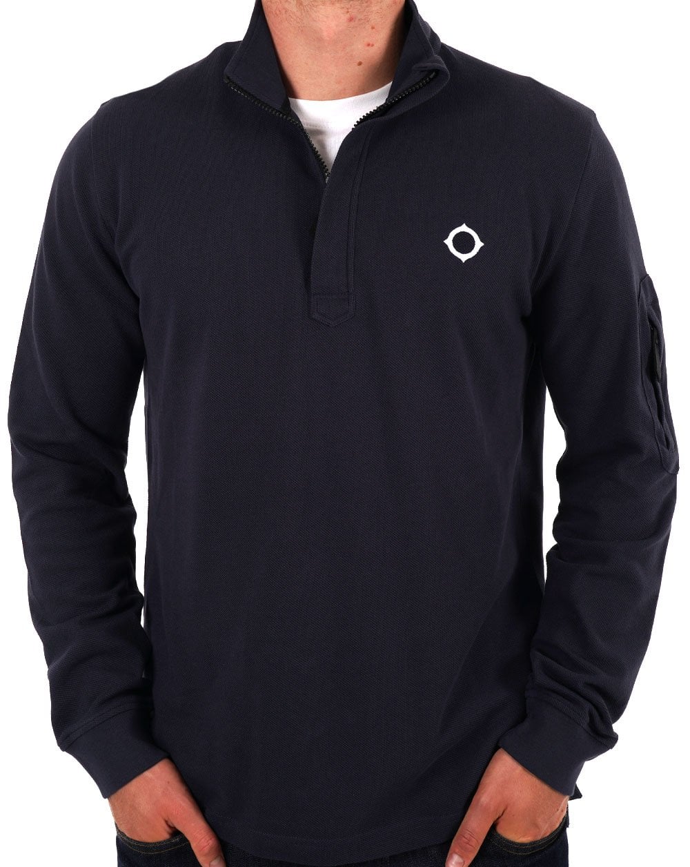 MA.STRUM Funnel Neck 1/4 Zip Navy - Image 3