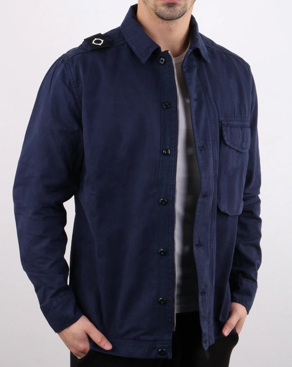 Ma.strum Garment Dyed Overshirt Navy - Image 2