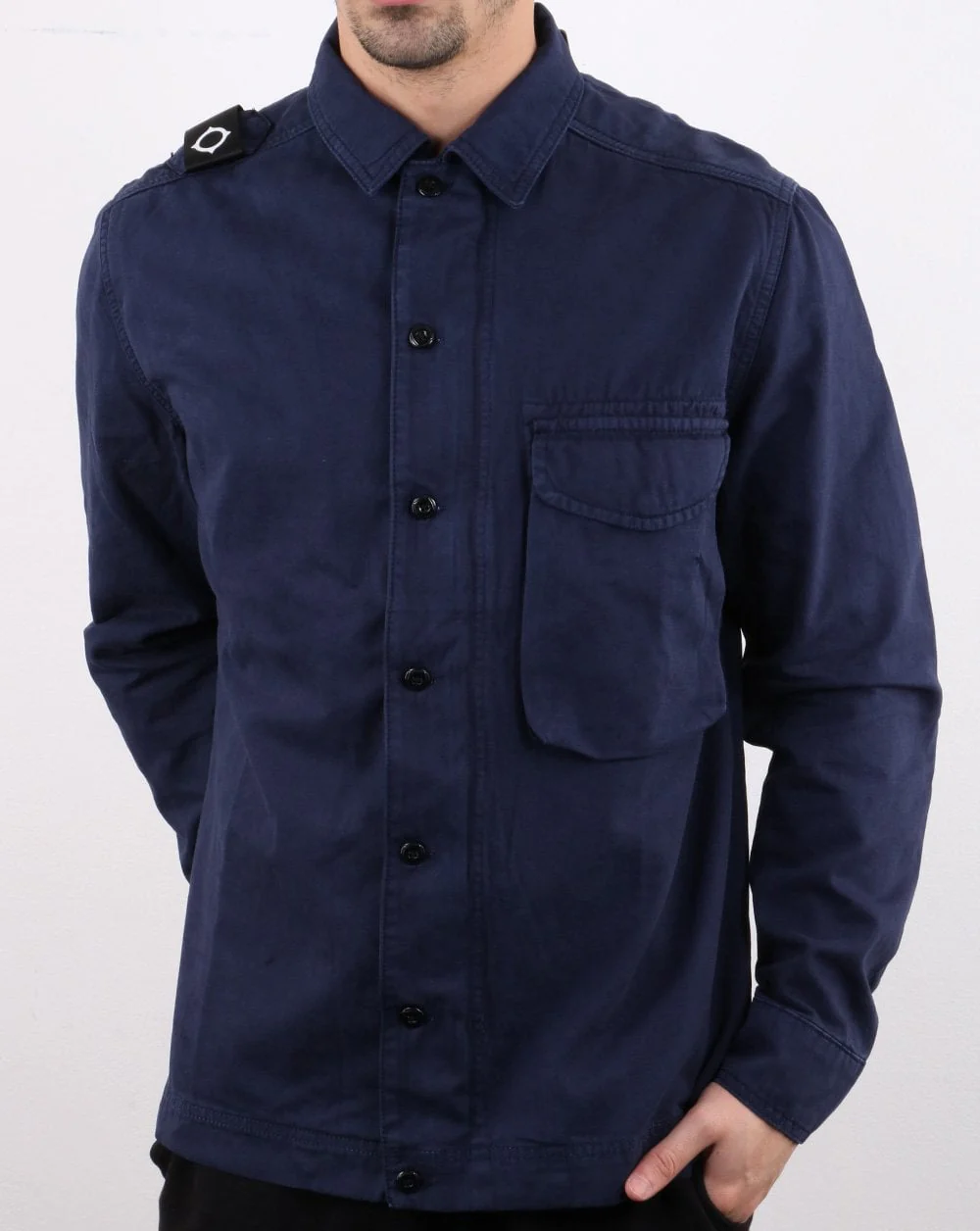 Ma.strum Garment Dyed Overshirt Navy - Image 3