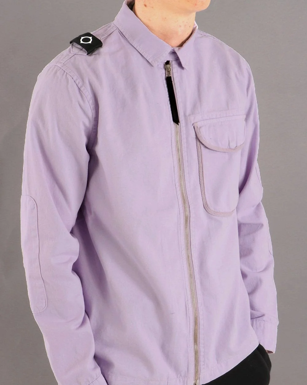 MA.STRUM Garment Dyed Zip Overshirt Lilac - Image 2