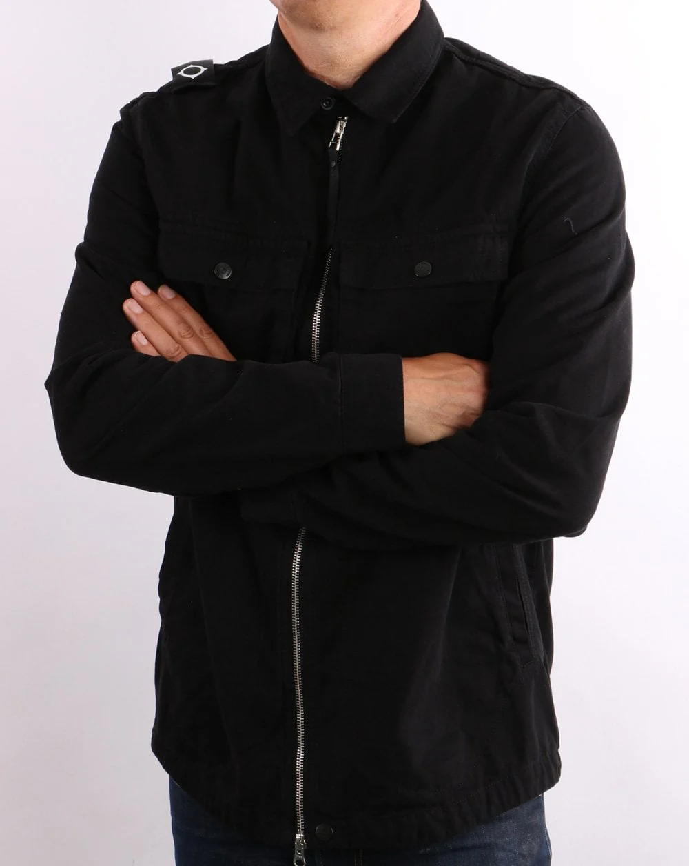 Ma.strum Gd Zip Front Overshirt Black - Image 2