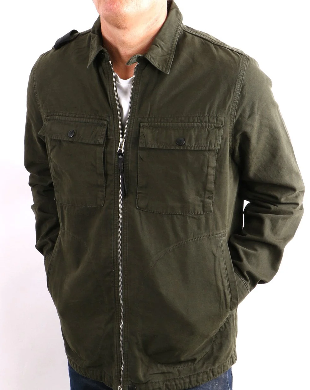 Ma.strum Gd Zip Front Overshirt Green - Image 3