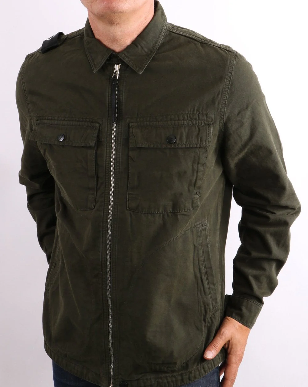 Ma.strum Gd Zip Front Overshirt Green - Image 4