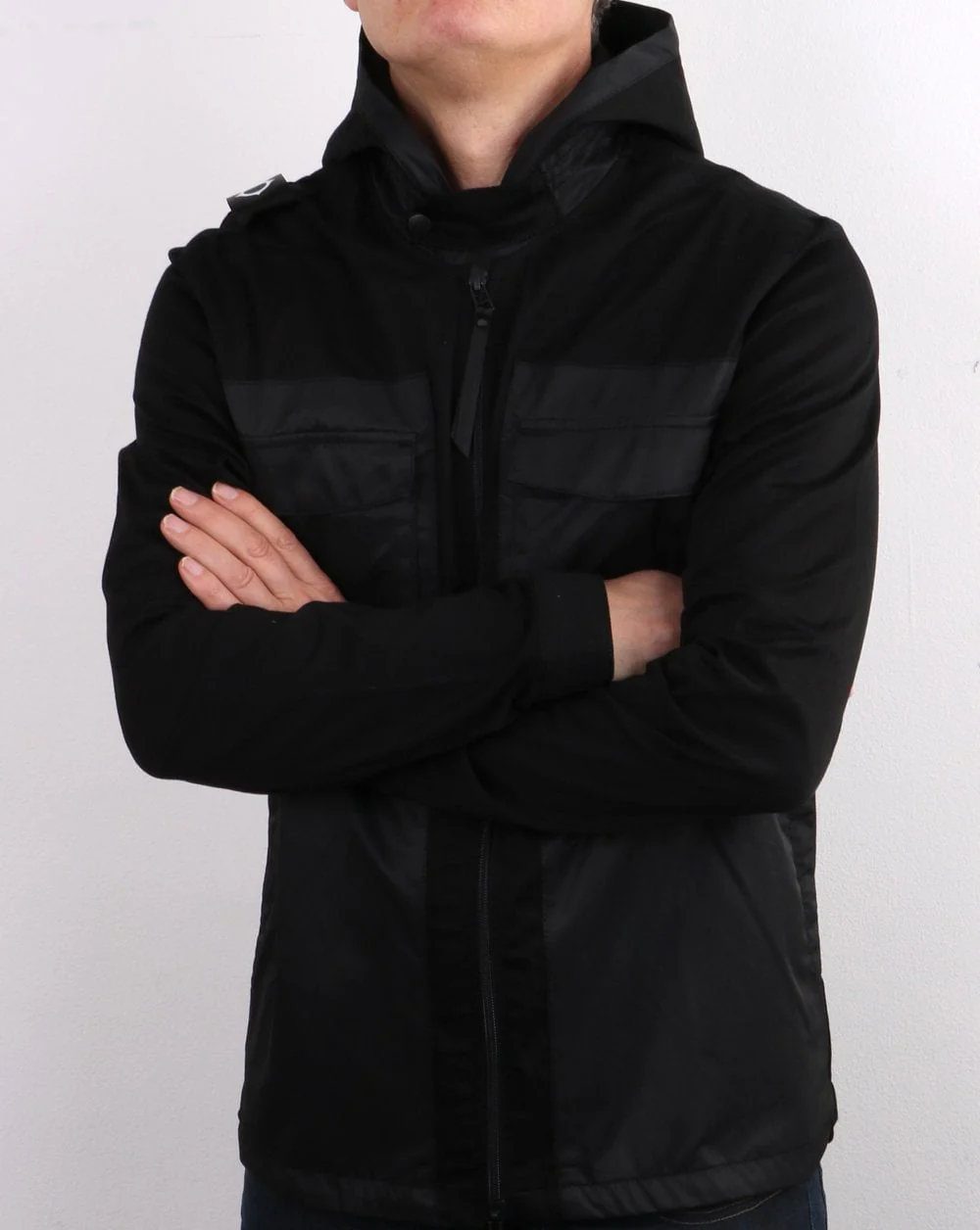 Ma.strum Hooded Panel Overshirt Jet Black - Image 4