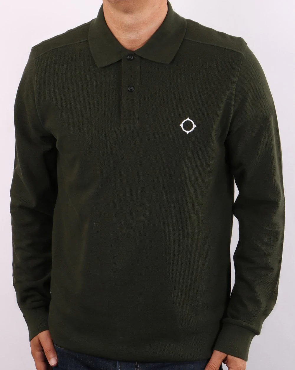 Ma.strum Long Sleeve Pique Polo Shirt Dark Green