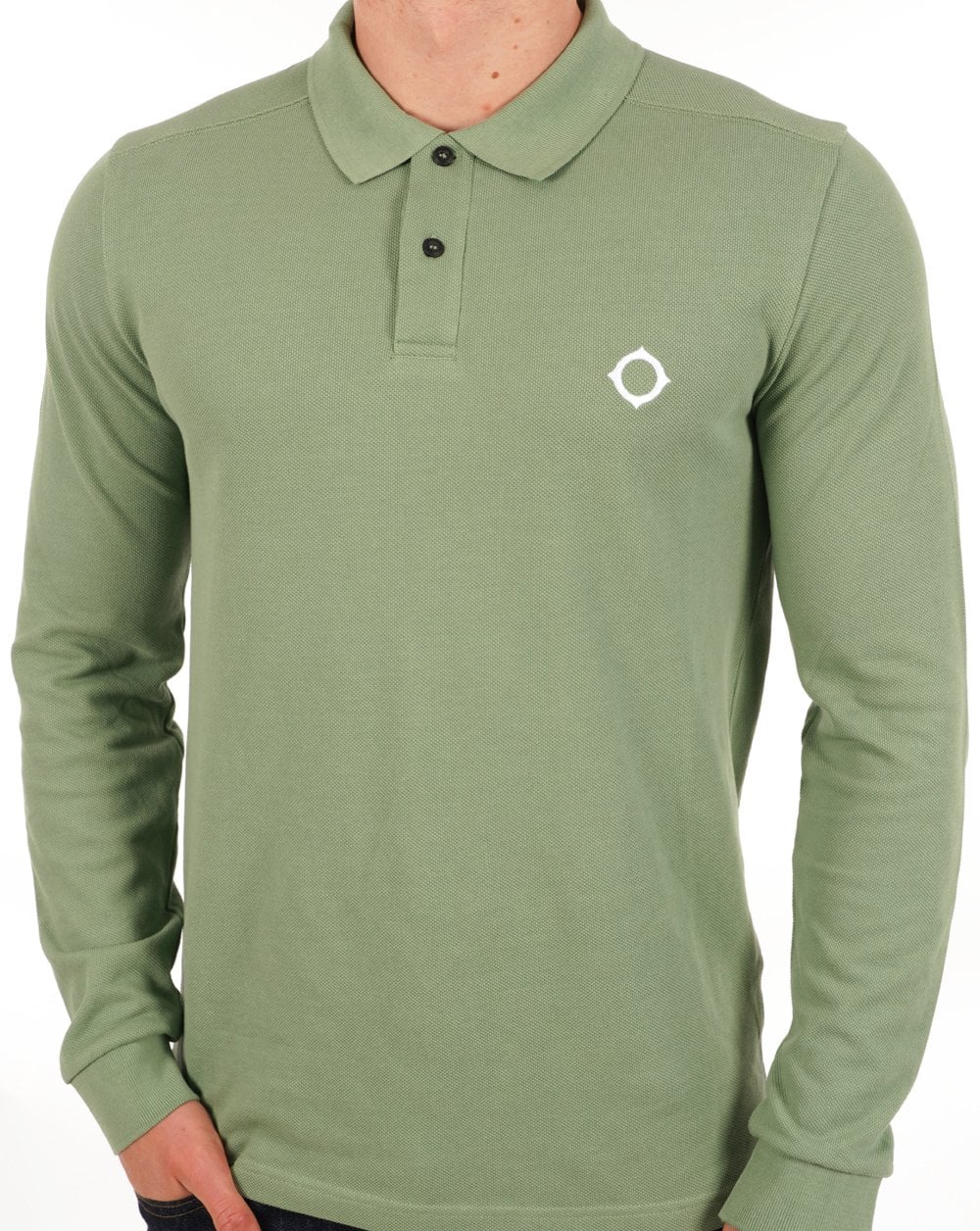 Ma.strum Long Sleeve Pique Polo Shirt Forest - Image 2