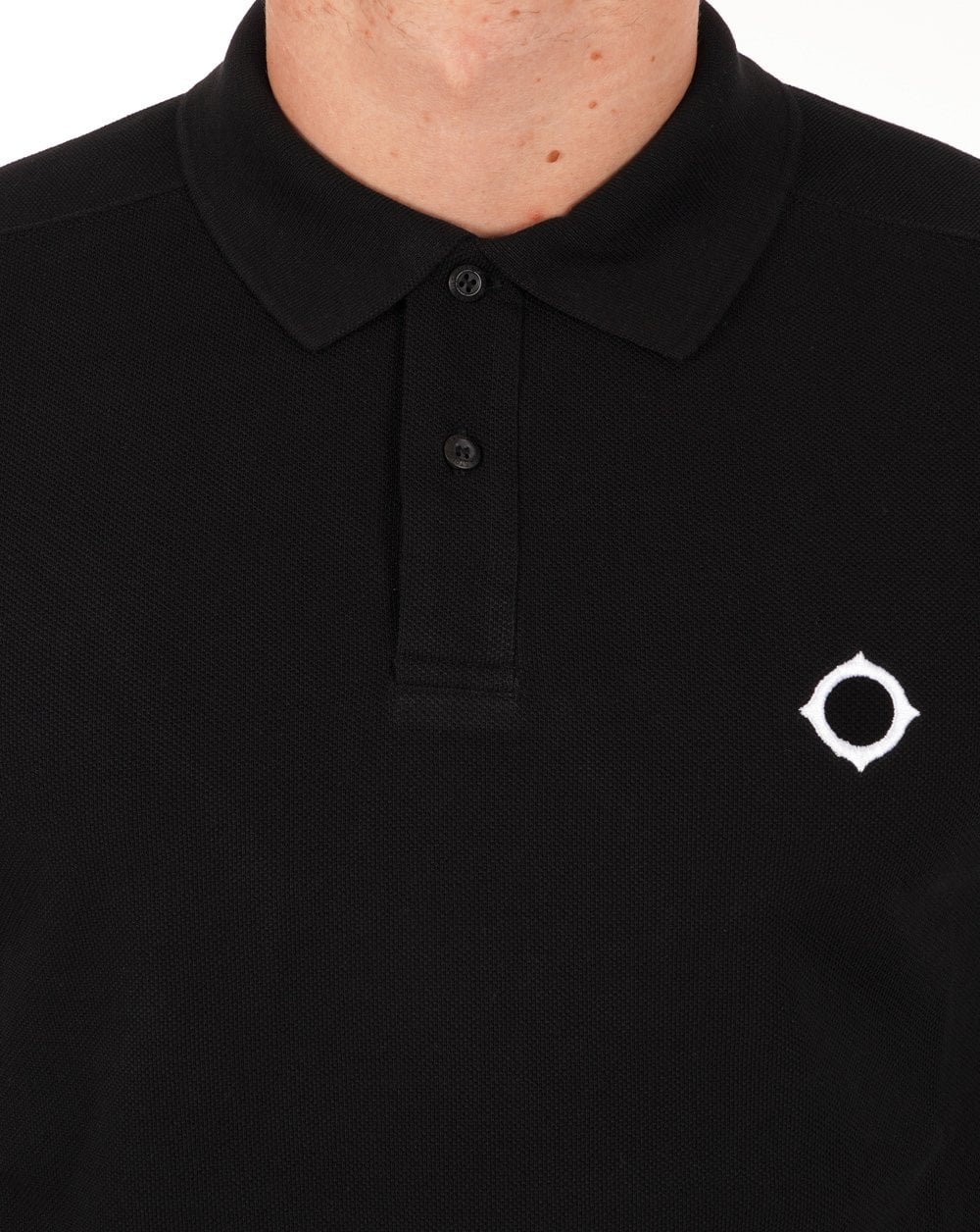 Ma.strum Long Sleeve Pique Polo Shirt Jet Black - Image 2