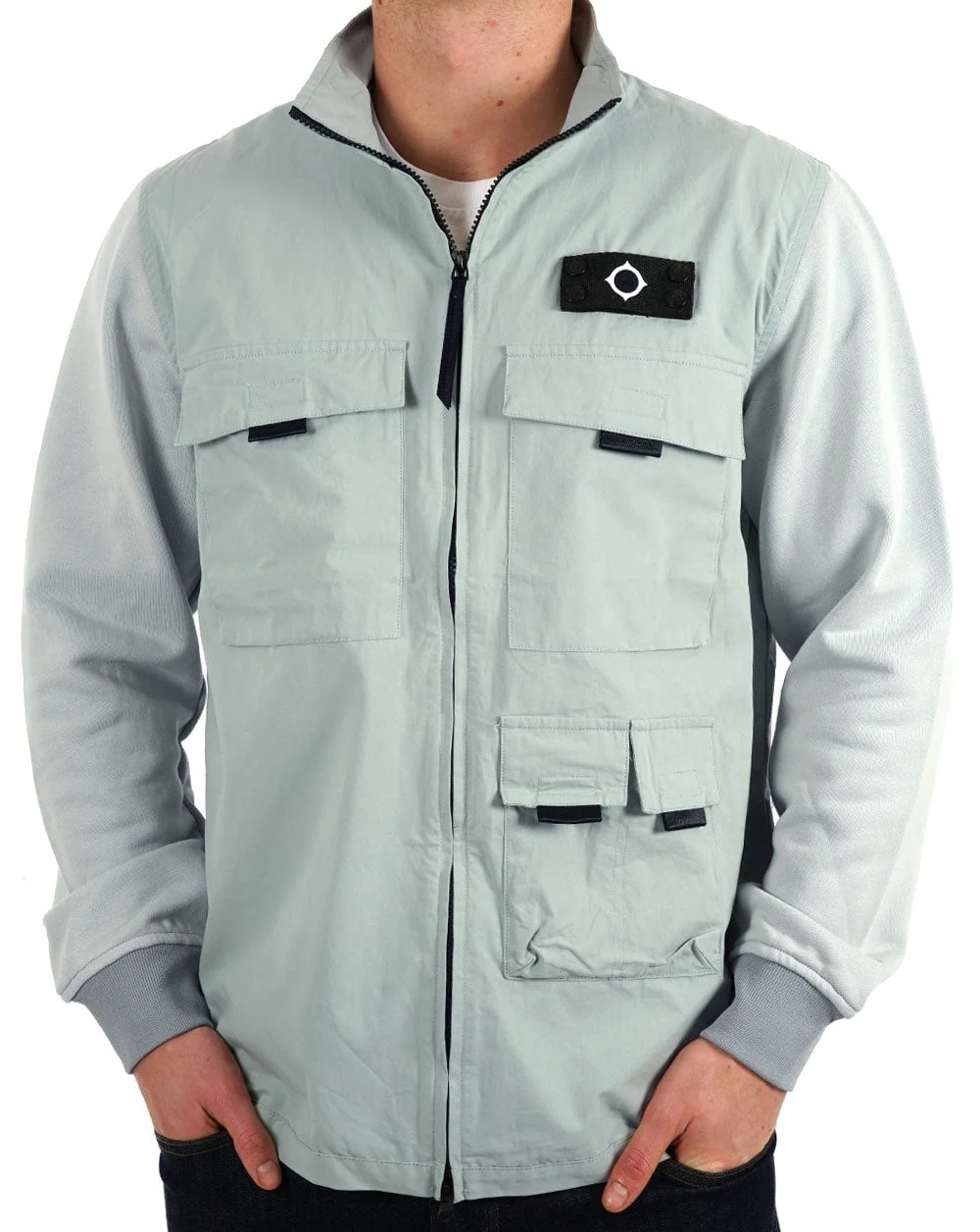 MA.STRUM Mixed Media Funnel Shirt Iceberg - Image 3