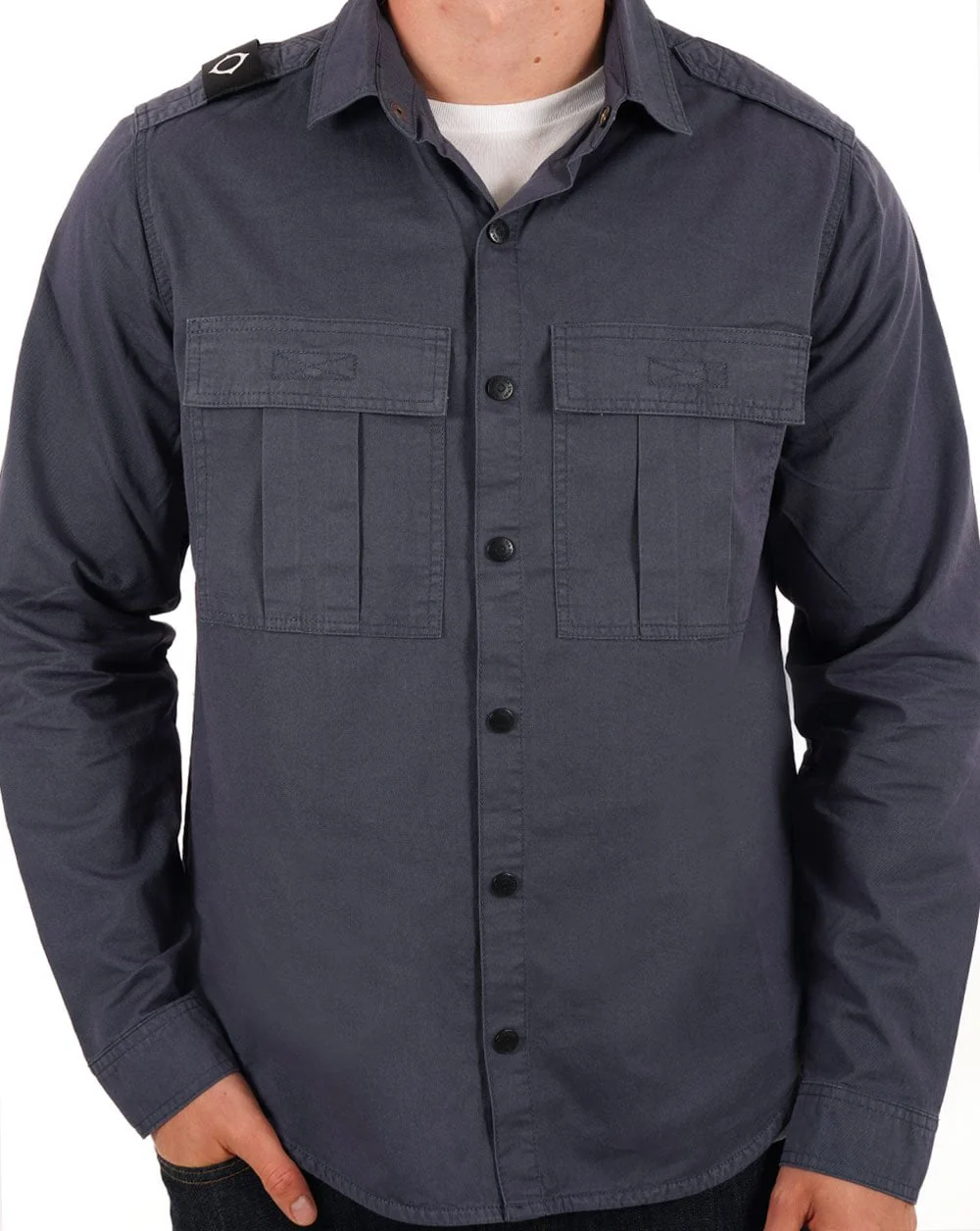 Ma.strum Pd Patch Pocket Parade Overshirt Ink Navy - Image 3