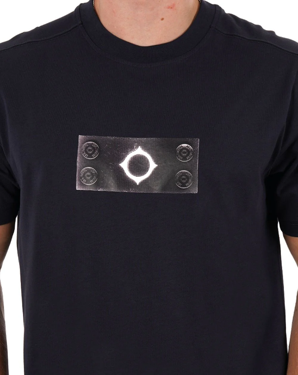 MA.STRUM Trompe L'oeil Badge T Shirt Ink Navy - Image 2