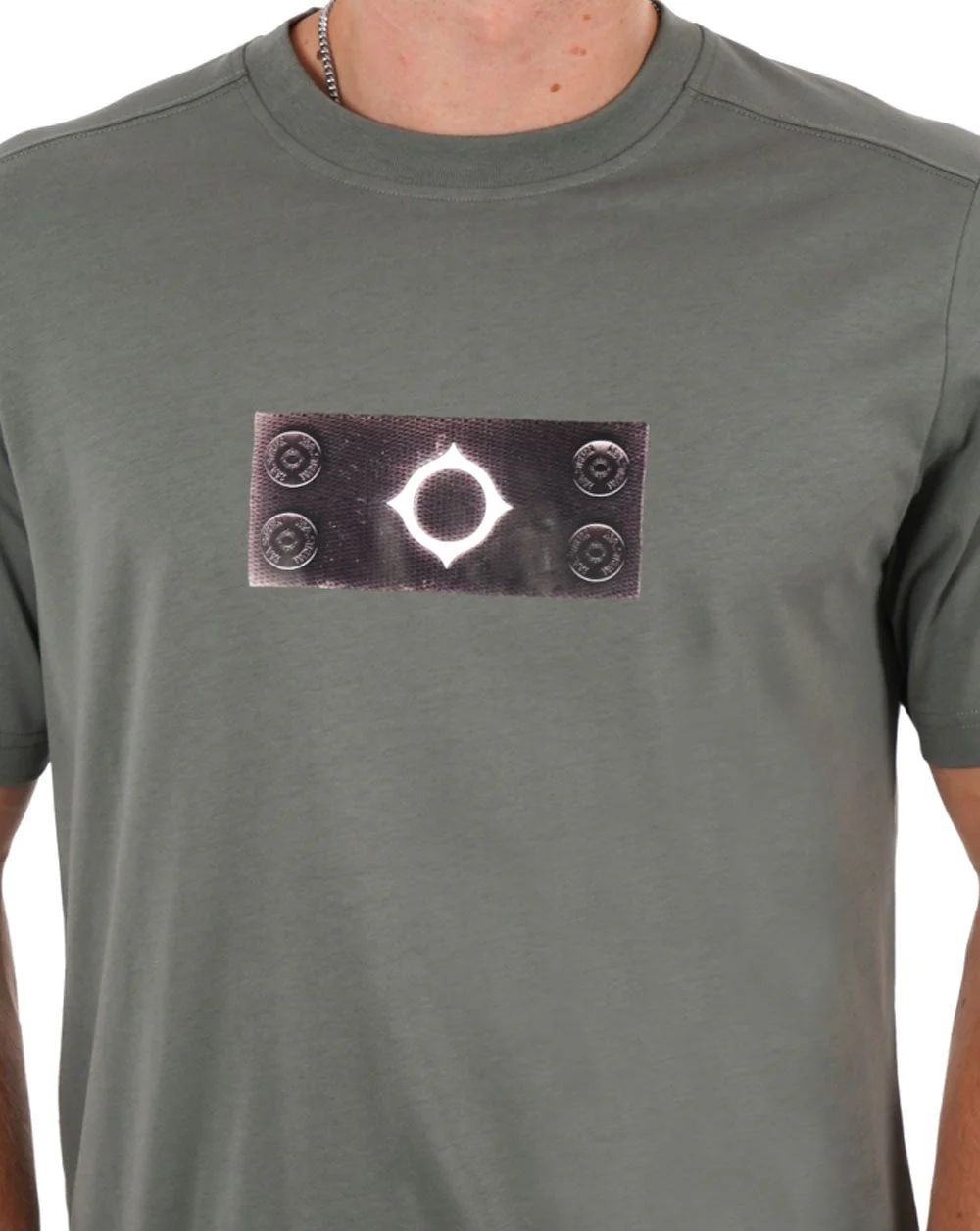 MA.STRUM Trompe L'oeil Badge T Shirt Sedona Grey - Image 2