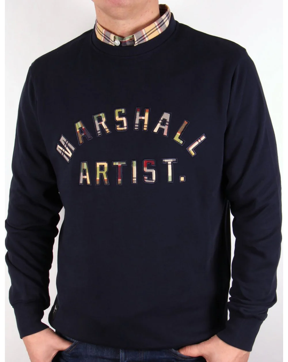 Marshall Artist Country Check Sweatshirt Navy Blue