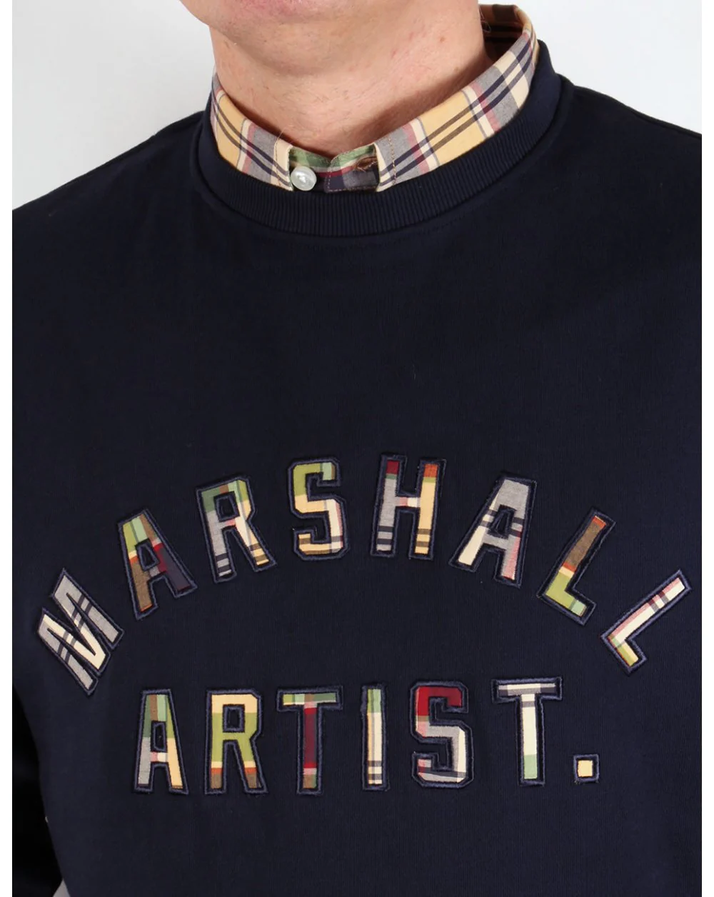 Marshall Artist Country Check Sweatshirt Navy Blue - Image 2