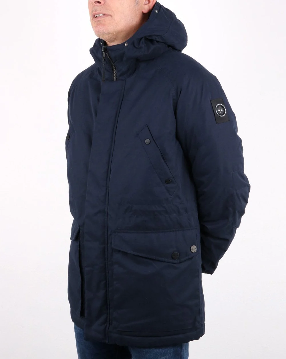 Marshall Artist Detachable Fur Hooded Parka Navy - Image 3