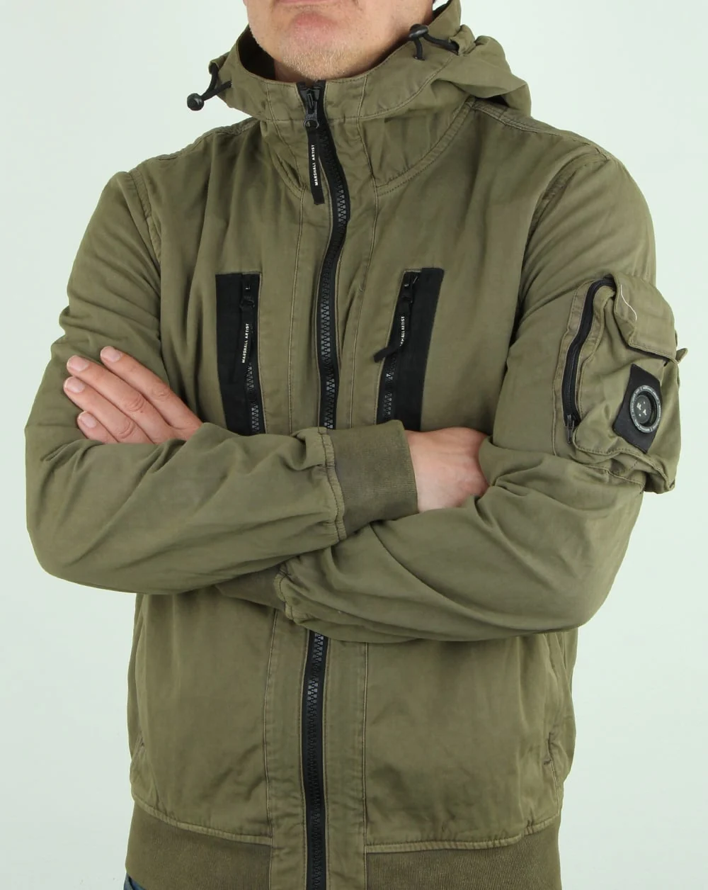 Marshall Artist Garment Dyed Bomber Jacket Khaki - Image 3
