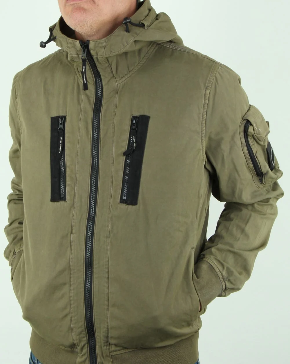 Marshall Artist Garment Dyed Bomber Jacket Khaki - Image 4