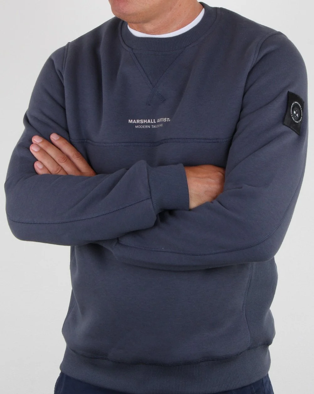 Marshall Artist Garment Dyed Crew Sweatshirt Navy - Image 3