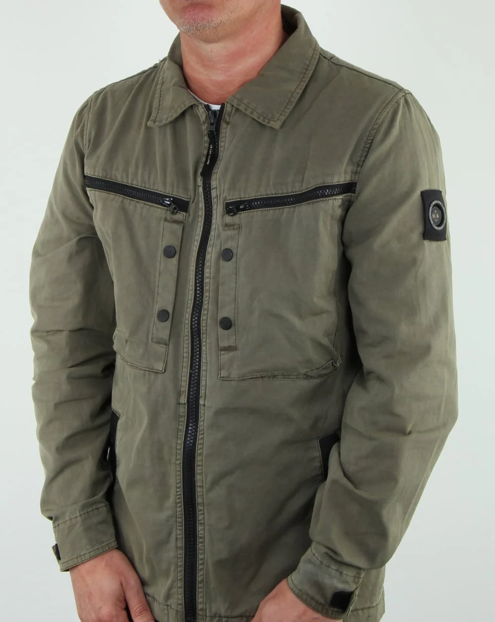 Marshall Artist Garment Dyed Overshirt Khaki - Image 2