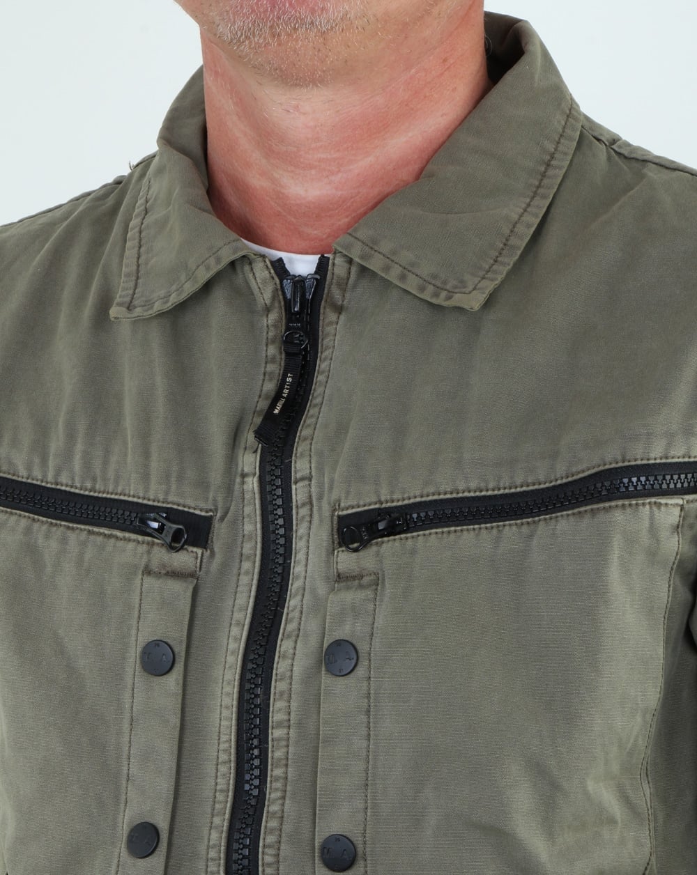 Marshall Artist Garment Dyed Overshirt Khaki - Image 3