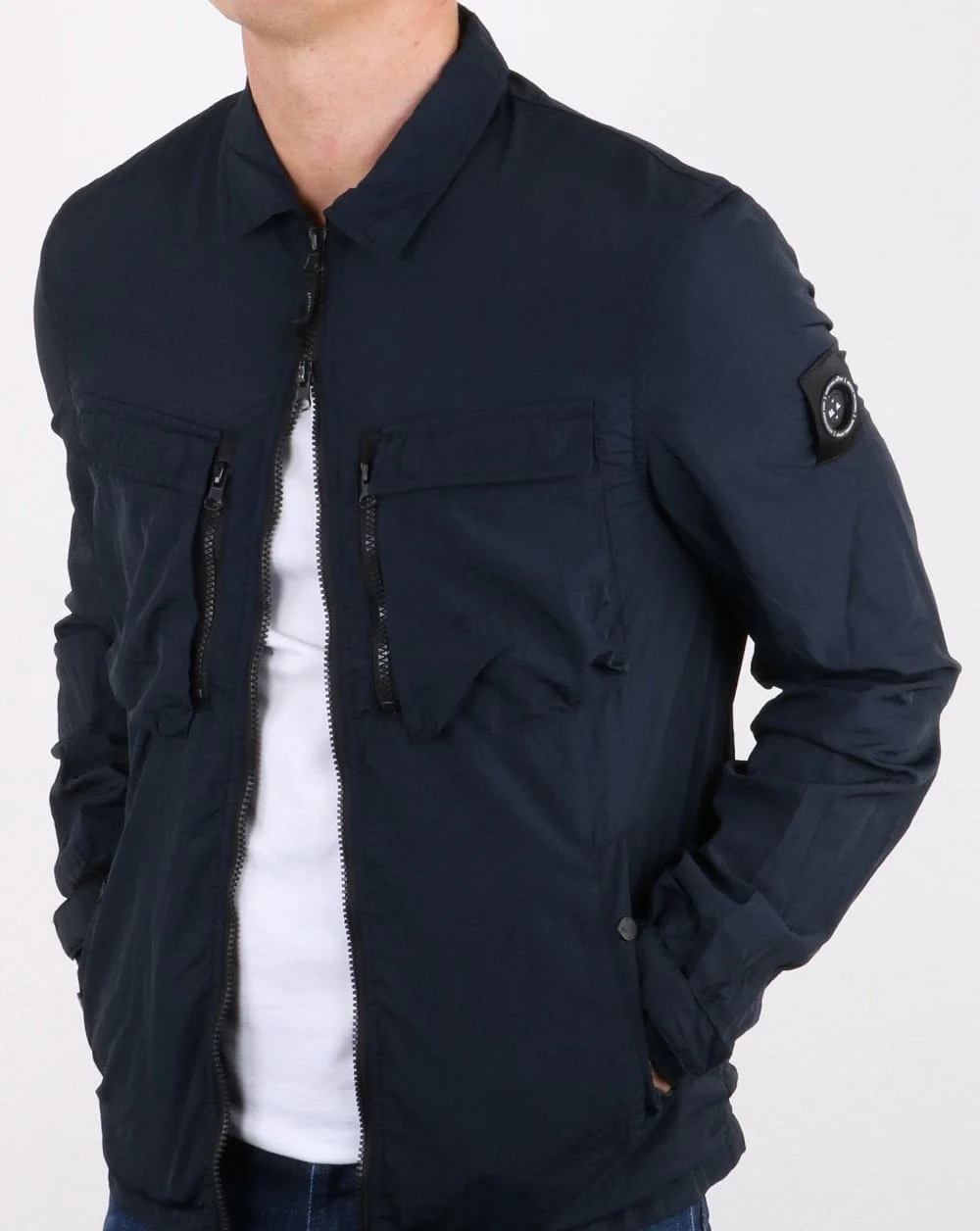 Marshall Artist Garment Dyed Overshirt Navy - Image 3
