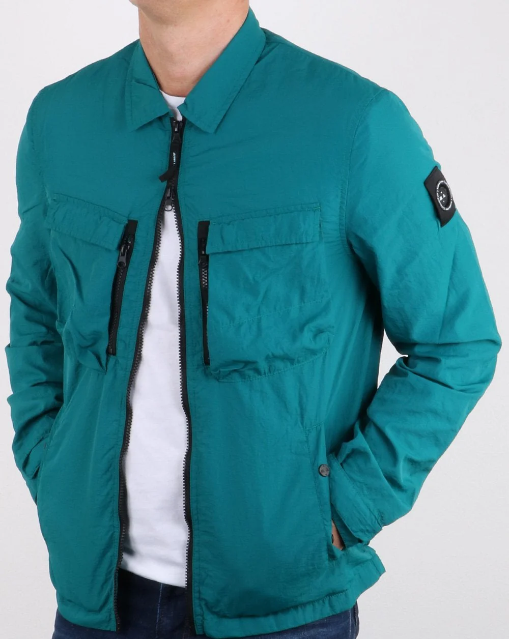 Marshall Artist Garment Dyed Overshirt Teal - Image 2