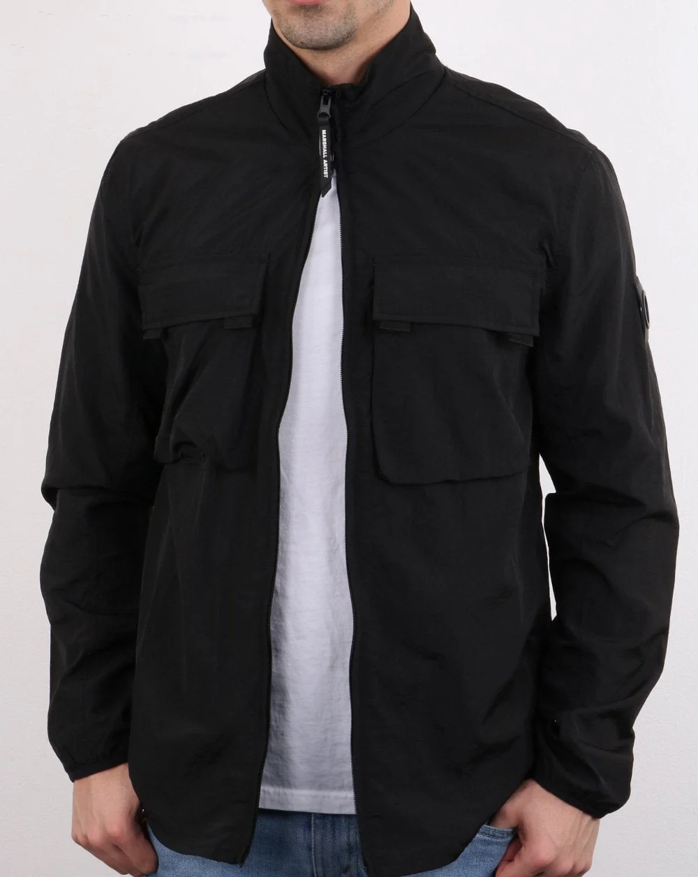 Marshall Artist Garment Dyed Parachute Overshirt Black - Image 3