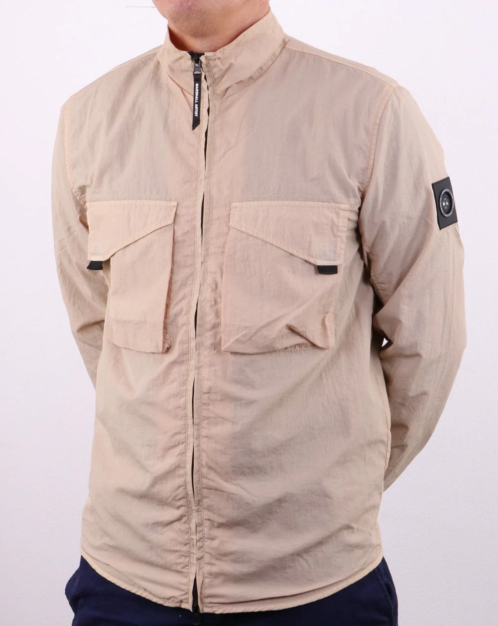 Marshall Artist Garment Dyed Parachute Overshirt Stone - Image 3