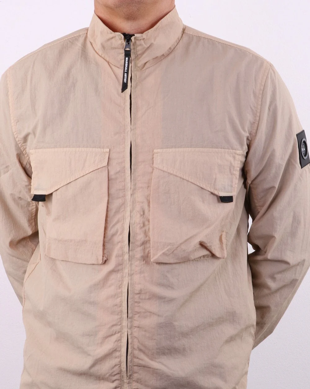 Marshall Artist Garment Dyed Parachute Overshirt Stone - Image 4
