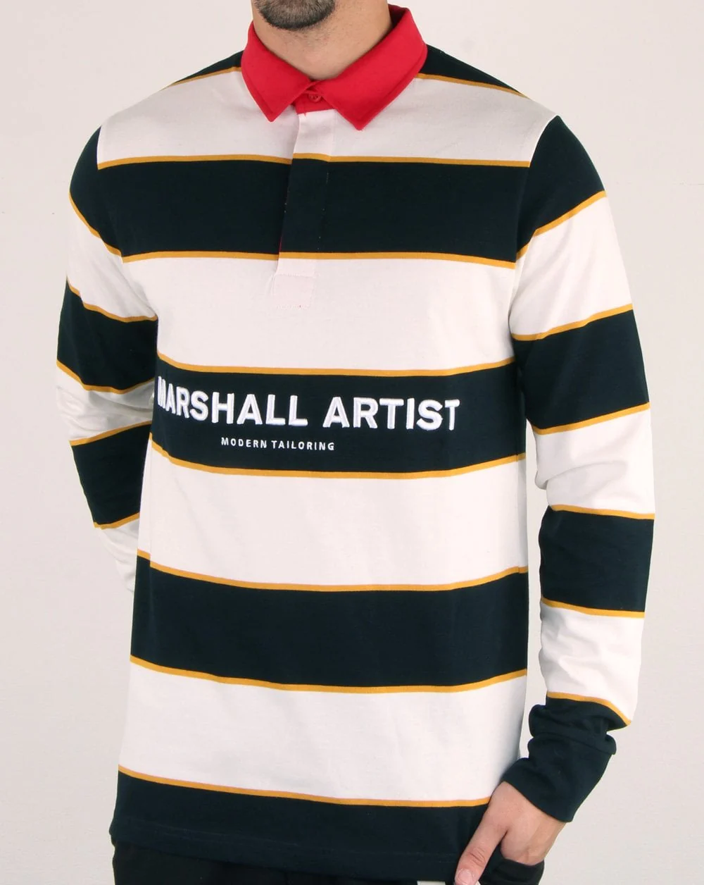 Marshall Artist Hoop Rugby Shirt Navy/white - Image 2