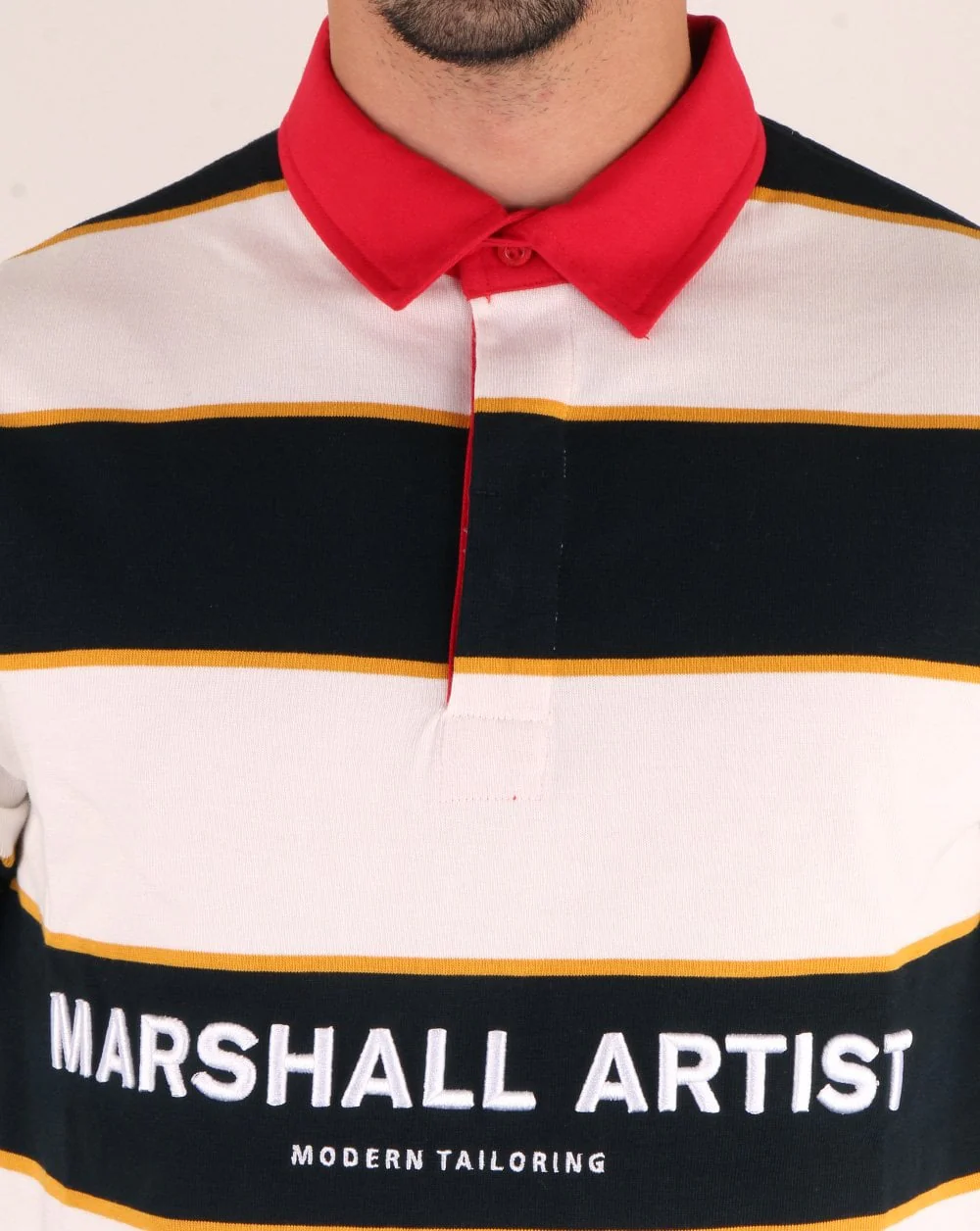 Marshall Artist Hoop Rugby Shirt Navy/white - Image 3