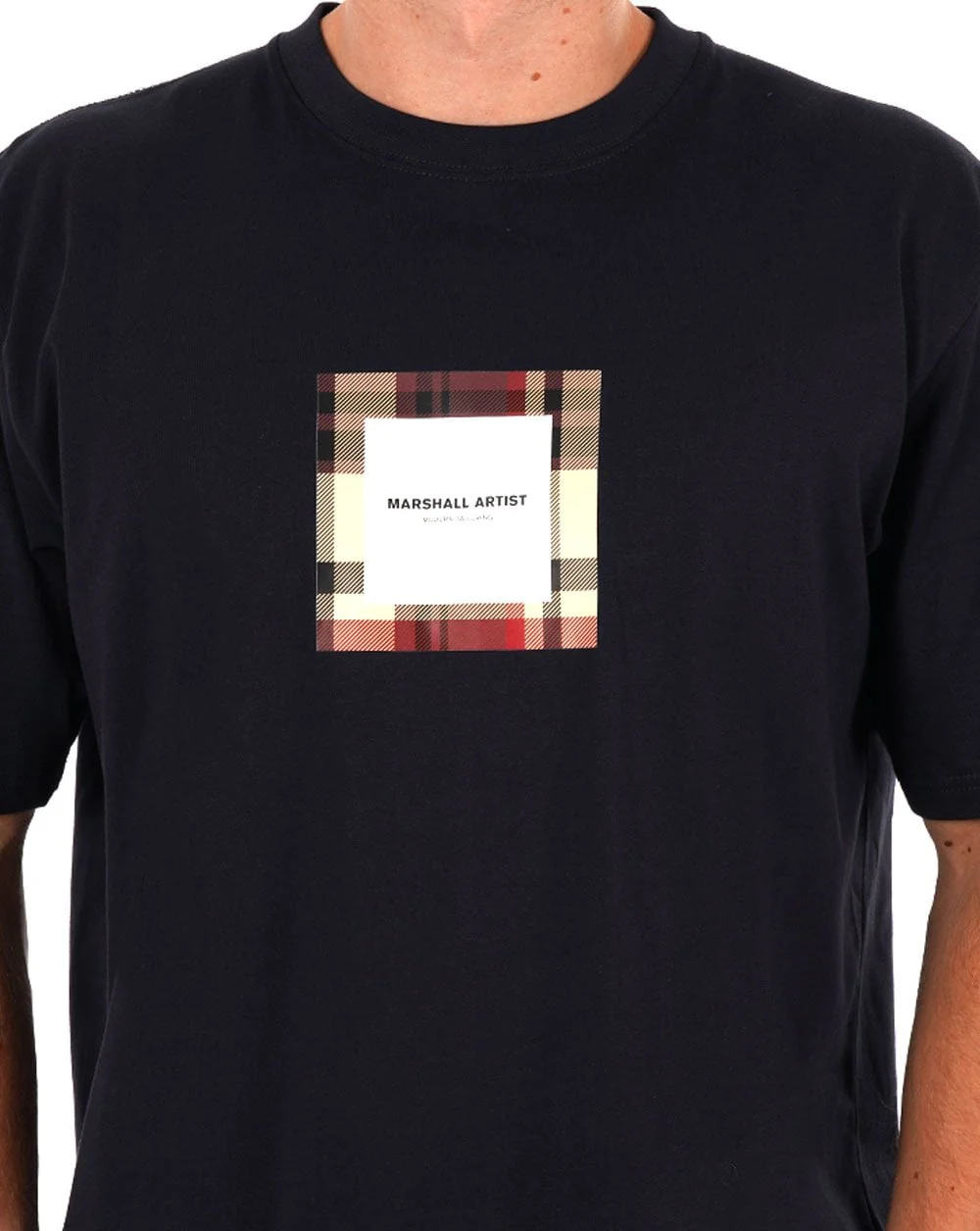 Marshall Artist House Check Box Logo T Shirt Navy - Image 2